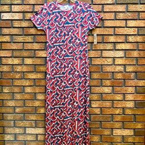 LuLaRoe Maria Maxi Dress xxs red white and blue
